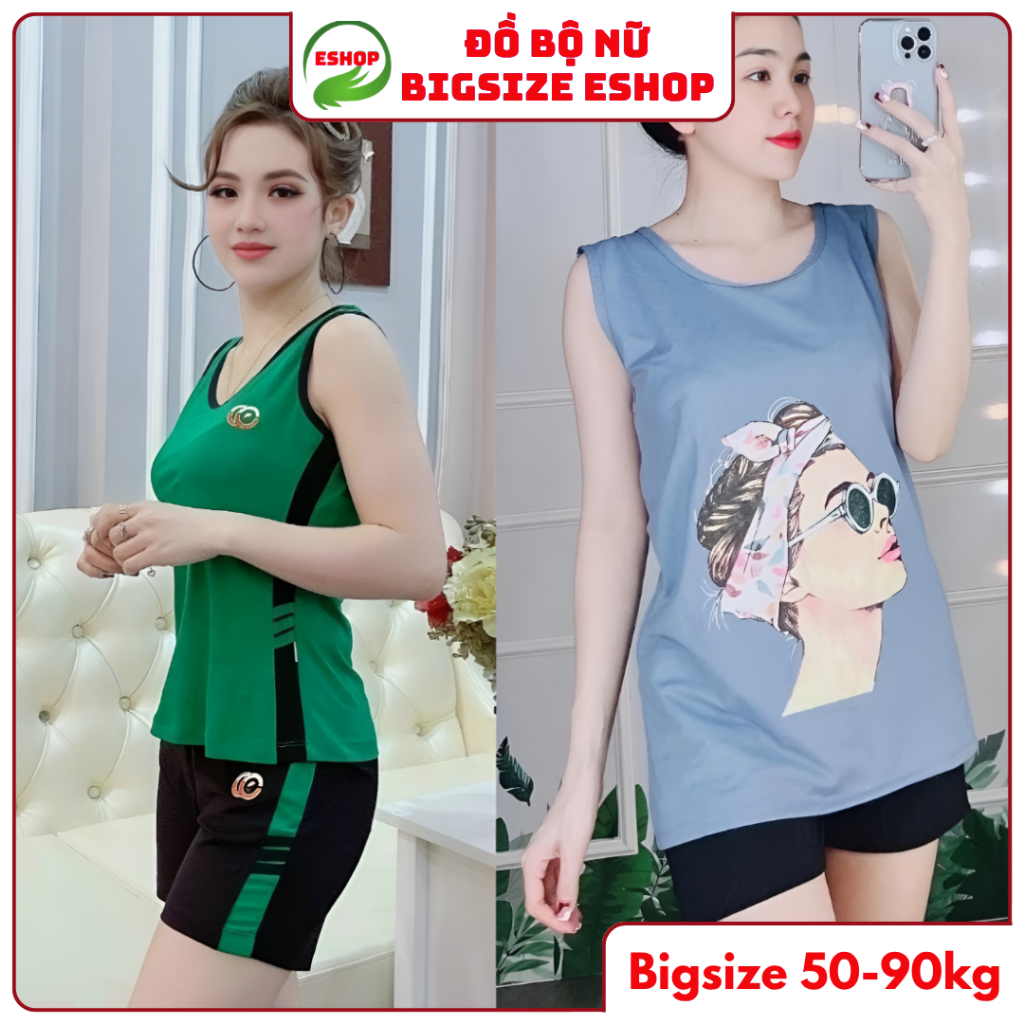 Set Bộ Đùi Nữ Bigsize 43-85kg ESHOP Thun Cotton Mặc Nhà Đi Biển Đồ Thể Thao Mùa Hè Dễ Thương BD10
