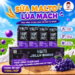 Thùng sữa lúa mạch Malto socola bạc hà (có thạch), nho 48 hộp x 170ml