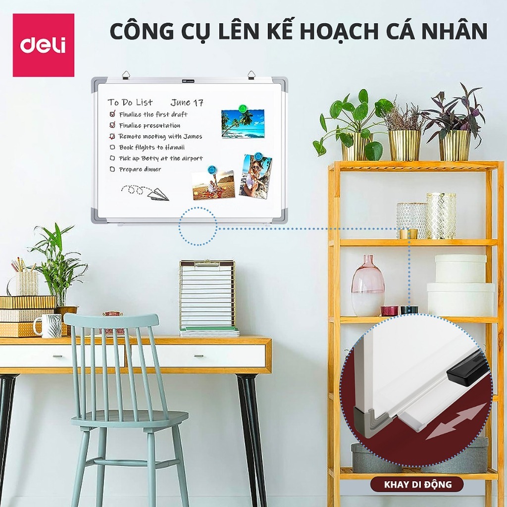[🔥MỞ BÁN TẶNG QUÀ] Bảng Từ Trắng Có Kẻ Ô Treo Viết Bút Lông Deli Bảng Mica Nam Châm Kèm Khay Đựng Học Sinh
