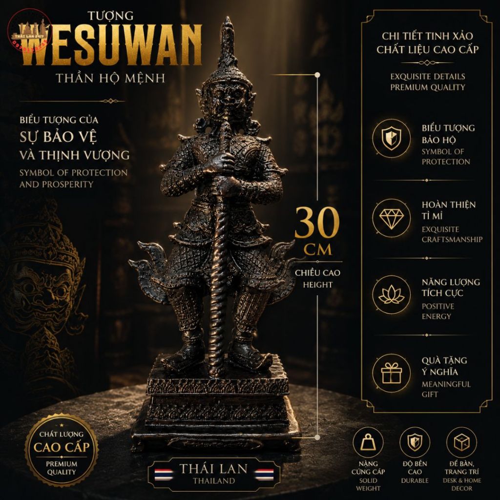 Tượng Trang Trí Để Bàn Làm Việc Mẫu Wessuwan 30cm Tạo Điểm Nhấn Sang Trọng và Cảm Giác Bình Yên