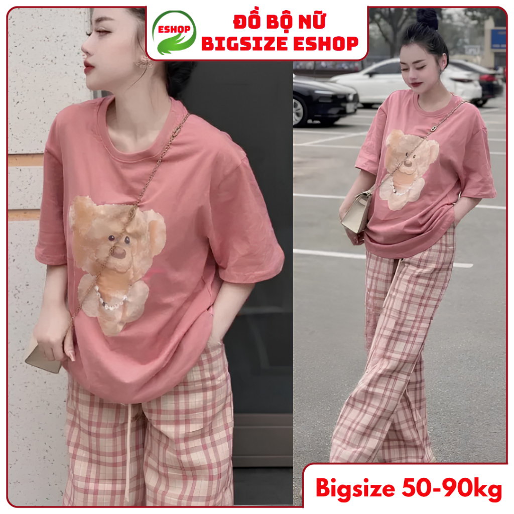 Đồ Bộ Nữ Bigsize 45-85kg Quần Ống Suông Rộng Thun Gân Dài 2 Túi Cạp Cao Hack Dáng Giá Rẻ ESHOP DB669