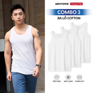 COMBO 3 Áo Ba Lỗ Nam MENTORIS Cotton Phù Hợp Mặc Lót Trong,Form Vừa Người,Mềm Mại Thoáng Khí CB3MC02