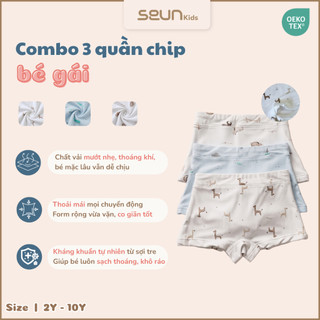 | SEUN KIDS | Combo 3 quần chip đùi sợi tre cho bé gái chuẩn OEKO TEX xuất Mỹ kháng khuẩn 8-35kg quần lót trẻ em