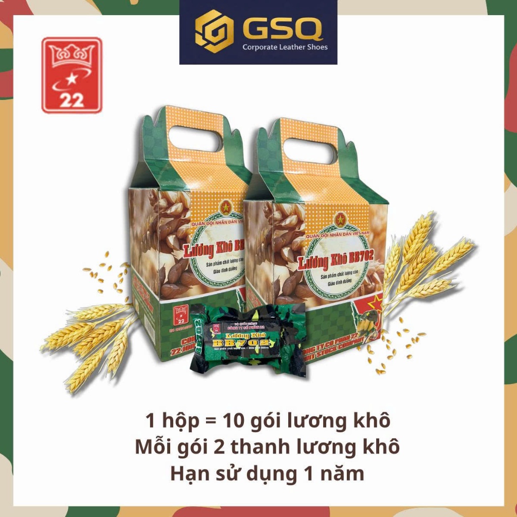 1 Thùng ( 6 Hộp ) Lương Khô Quân Đội BB702 Công Ty CP 22