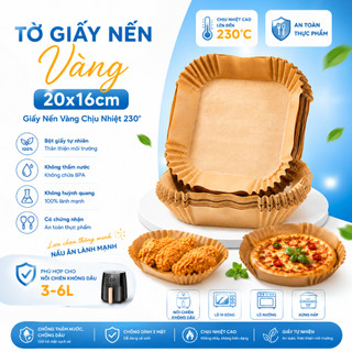 Giấy Nến Vuông 20x16cm, Chịu Nhiệt 230°C Dùng Nồi Chiên Không Dầu Có Chứng Nhận ATTP