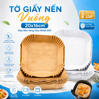 Giấy Nến Vuông 20x16cm, Chịu Nhiệt 230°C Dùng Nồi Chiên Không Dầu Có Chứng Nhận ATTP