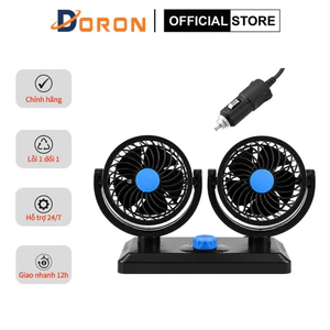 Quạt đôi ô tô 10W cắm tẩu 12v xoay 360 độ cho xe tải, xe con