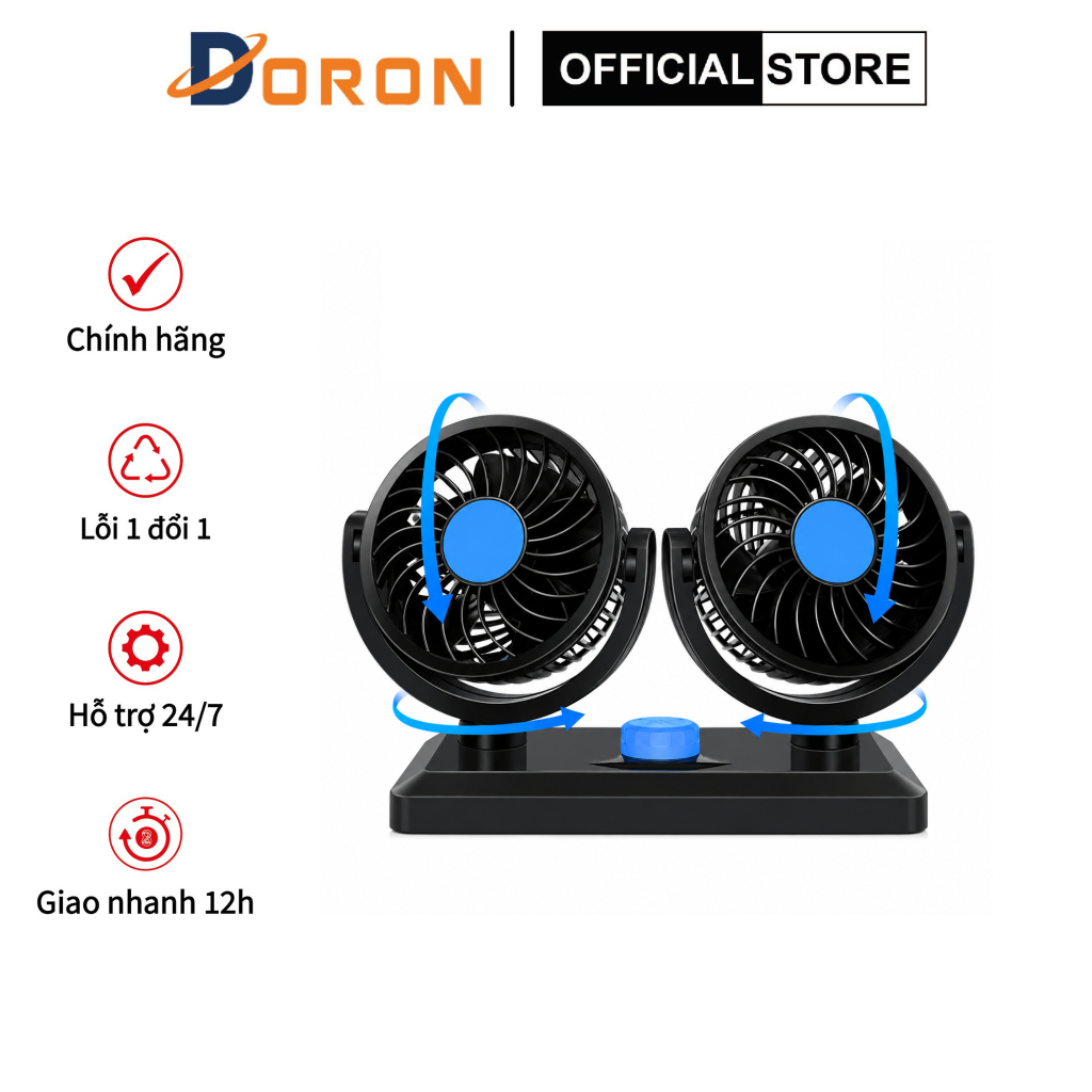 Quạt ô tô, quạt xe ô tô 10W 12v xoay 360 để trên ô tô nhỏ gọn cực mát