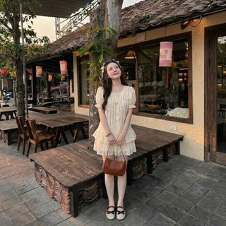 Set Bộ Nữ Áo Babydoll Tay Phồng Phối Chân Váy Ngắn Xếp Tầng Phong Cách Hàn Quốc Mặc Đi Chơi Dạo Phố _ Her Fashion Store
