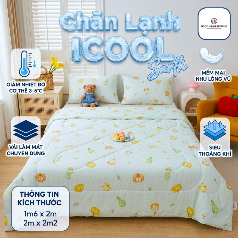 CHĂN HÈ MÁT LẠNH / CHĂN LẠNH iCool Sarth, mềm mại, mát lạnh, thoáng khí, gối icool mát lạnh - Ngọc Hạnh Bedding