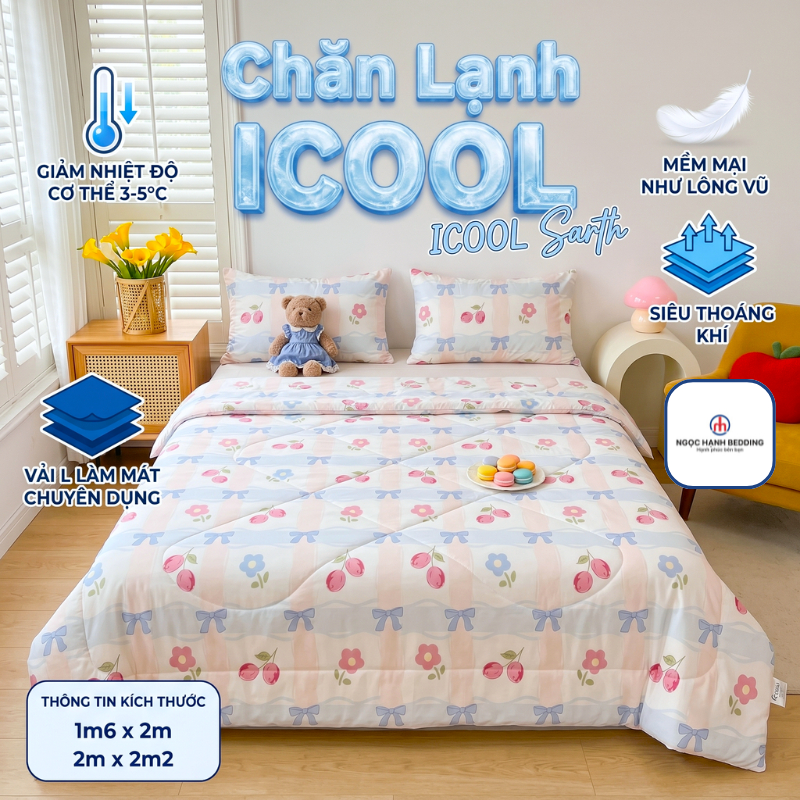 CHĂN HÈ MÁT LẠNH / CHĂN LẠNH iCool Sarth, mềm mại, mát lạnh, thoáng khí, gối icool mát lạnh - Ngọc Hạnh Bedding