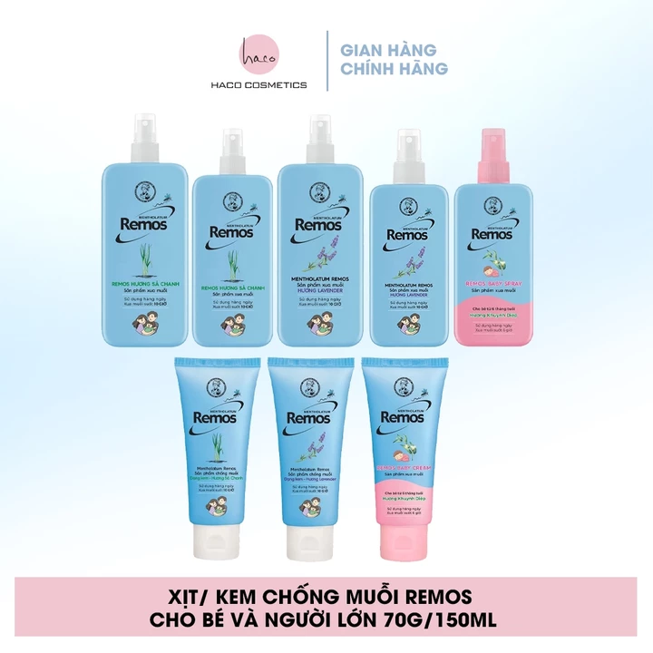 Kem/Xịt chống muỗi Remos (Hương Lavender, Sả Chanh, Khuynh Diệp) 70g/150ml