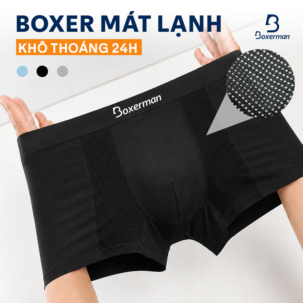 Quần sịp nam combo 6 boxer PROMESH co giãn thoải mái thoáng mát khử mùi kháng khuẩn cao cấp BOXERMAN