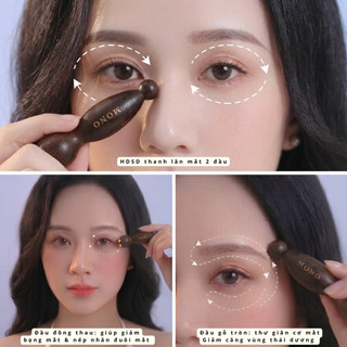 Thanh Lăn Massage Mắt & Gõ Huyệt Đồng Thau Cao Cấp Mono - Thân Gỗ Thơm Dẻ Vàng - Giúp Giảm Nhăn & Bọng Mắt, Giải Cơ Mặt