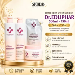 Combo Gội Xả Ủ Tóc Thuần Chay Dr.EDUPHAR 500ml - 750ml | Keratin Dưỡng Tóc Mềm Mượt, Bóng Khỏe Chuẩn Salon