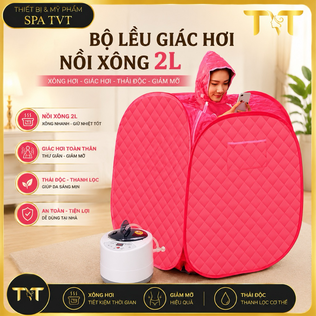 BỘ LỀU XÔNG HƠI MASSAGE TVT KÈM NỒI XÔNG 2L - XÔNG LÁ NAM, THẢO DƯỢC, CHĂM SÓC SỨC KHỎE