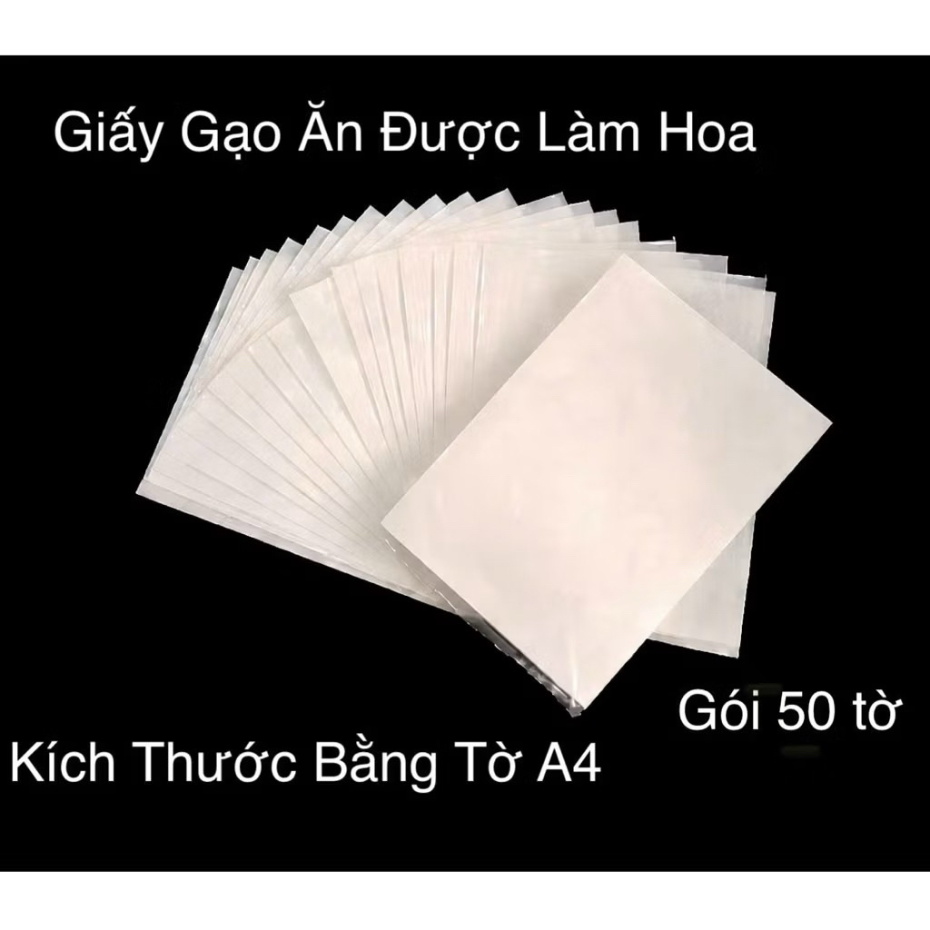 Giấy gạo làm hoa làm bánh độ dày 0,35mm .combo 10 tờ ,20 tờ , 50 tờ ,100 tờ . khổ a4 và cắt sẵn hình tròn 1 sét 100 la