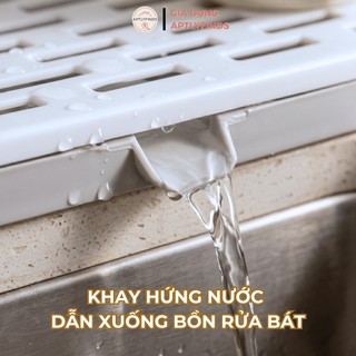 Kệ Đựng Đồ Rửa Chén Bát Nhựa PP APTLYFINDS Có Khay Hứng Nước & Thanh Treo Khăn Đa Năng