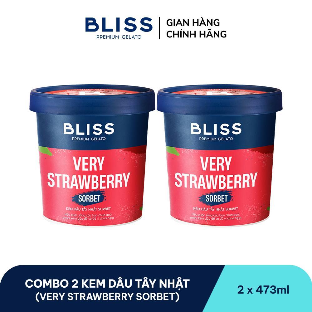 [Hỏa tốc HN/HCM] Combo 2 Kem BLISS Premium Gelato vị Kem Dâu Tây Nhật (Very Strawberry Gelato) hộp 473ml