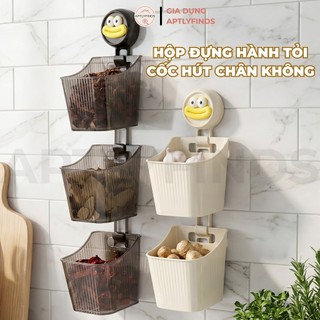 Hộp Đựng Hành Tỏi 2, 3 Tầng Treo Tường Cốc Hút Chân Không APTLYFINDS Không Khoan Đục