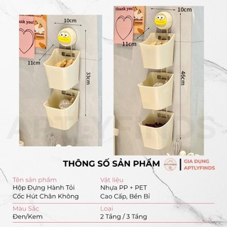 Hộp Đựng Hành Tỏi 2, 3 Tầng Treo Tường Cốc Hút Chân Không APTLYFINDS Không Khoan Đục
