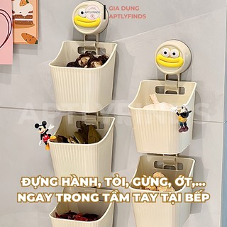 Hộp Đựng Hành Tỏi 2, 3 Tầng Treo Tường Cốc Hút Chân Không APTLYFINDS Không Khoan Đục
