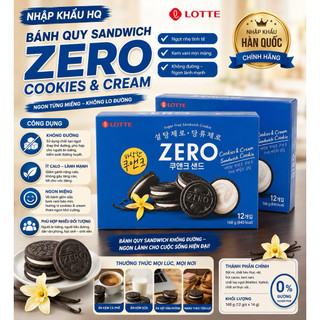 Bánh Quy không đường Nhân Kem Lotte Cream Zero sugar Hộp 288G và 96g