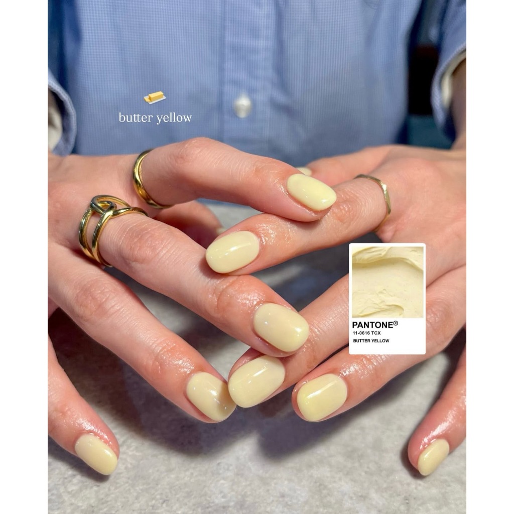 [T01] Móng tay giả fom tròn ngắn, nail trơn màu vàng pastel FREE KEO DÁN dễ dàng dùng tại nhà