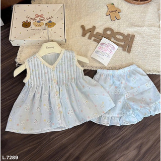 Set bé viền ren babydoll + quần 🌿