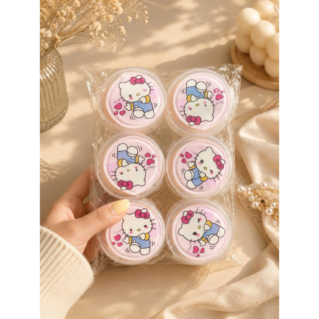Mút Tán Nền Hello Kitty Hộp Tròn Bông Phấn Trang Điểm Cao Cấp Mềm Mịn Tán Kem Nền Cushion Che Khuyết Điểm NB8