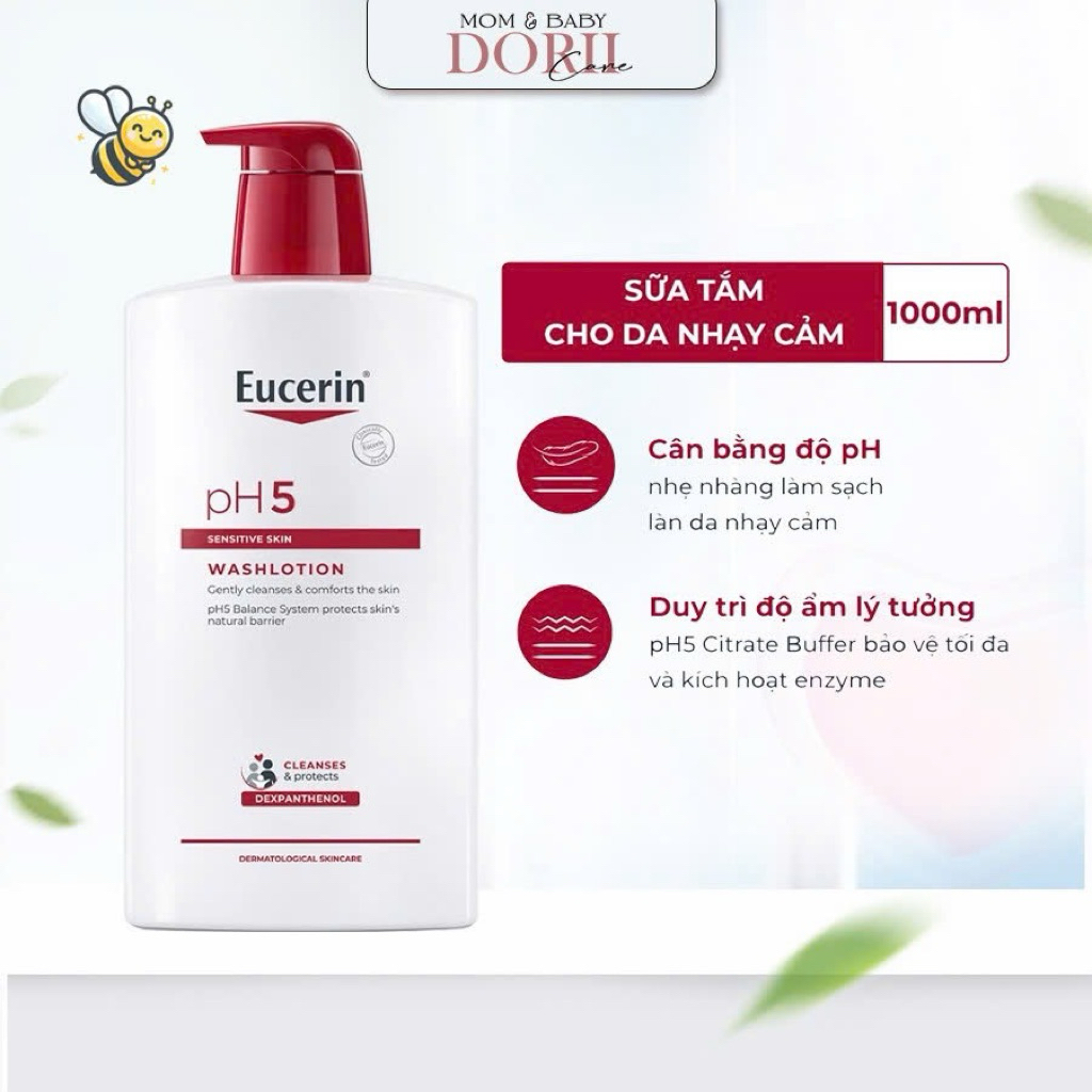 (Date 2028) Sữa tắm dành cho da nhạy cảm Washlotion pH5 Eucerin 1000ml
