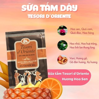 (Dây 12 gói) Sữa tắm Tesori d’Oriente Gói 9ml tiện dụng phù hợp đem đi du lịch