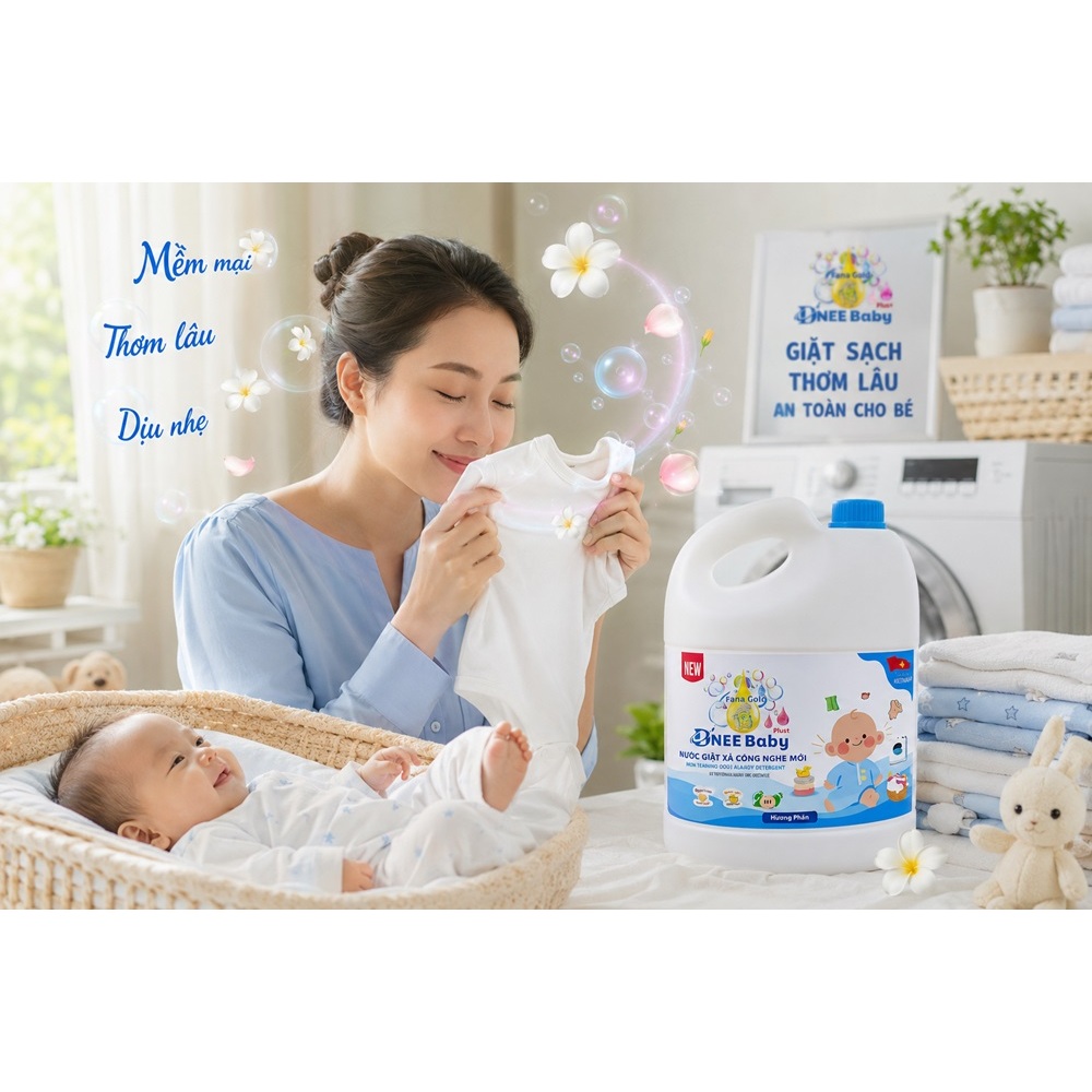 [Combo 2] Nước Giặt Xả Cho Bé Dnee Baby Plus+ 3L Chính Hãng | Dịu Nhẹ Cho Da Sơ Sinh, Mềm Vải, Lưu Hương, Giặt Xả 2in1