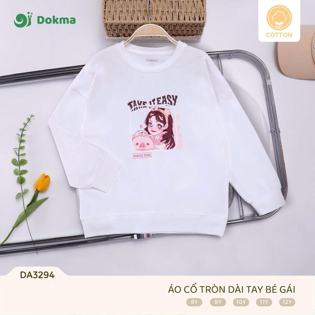 (21-42kg, 7-12Y) Áo Cổ Tròn Dài Tay Thời Trang Cho Bé Dokma DA2403 DA3273 DA3094 DA3294
