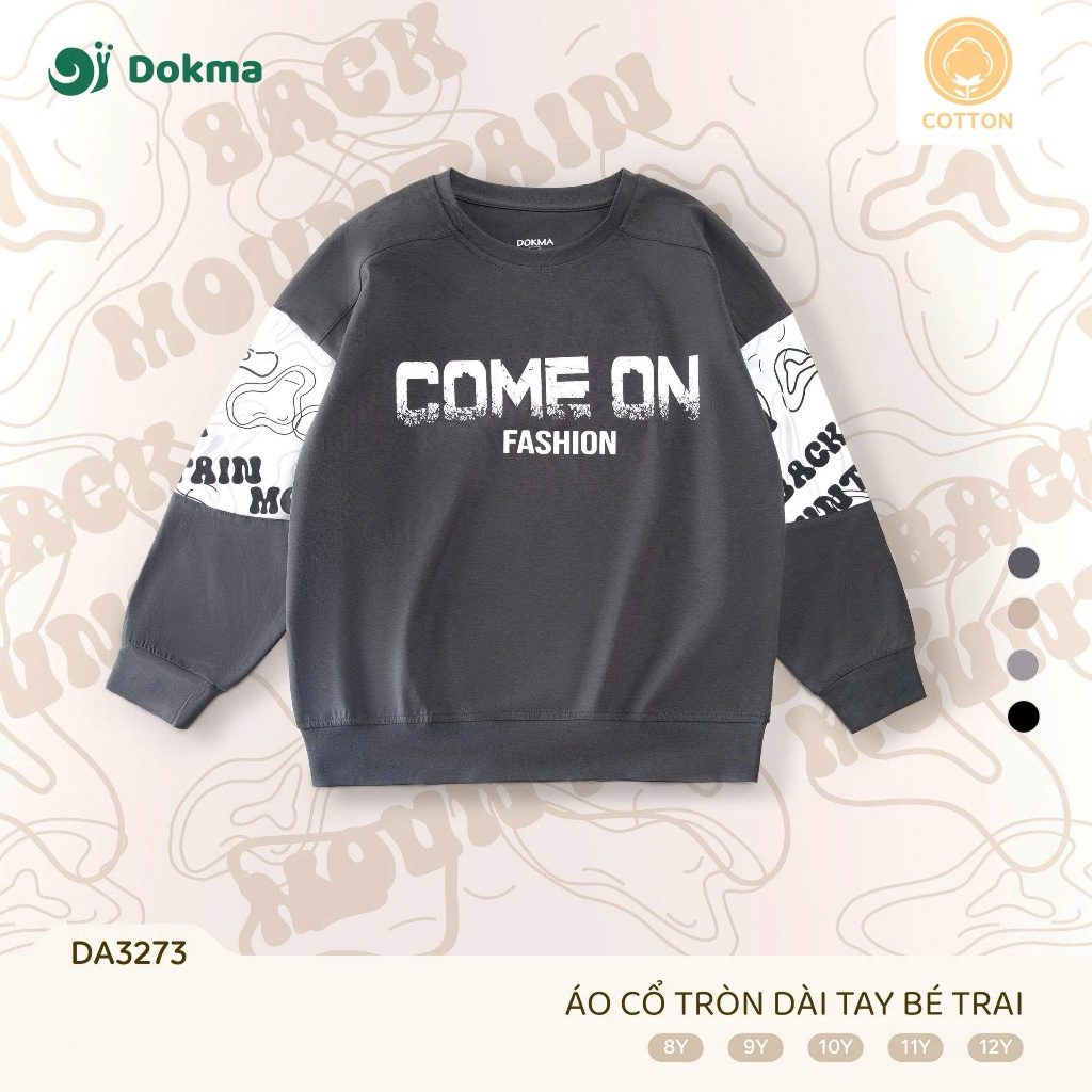 (21-42kg, 7-12Y) Áo Cổ Tròn Dài Tay Thời Trang Cho Bé Dokma DA2403 DA3273 DA3094 DA3294