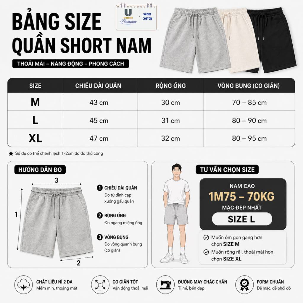 Quần Đùi Cờ Mỹ USA Unim Fashion Chất Liệu Cotton 2 Da Cao Cấp Không Nhăn Chống Bai Xù