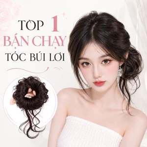Tóc giả nữ búi lơi/ Búi xoăn lơi phong cách trẻ trung chất sợi tơ nhân tạo dùng được nhiệt hàng siêu cấp
