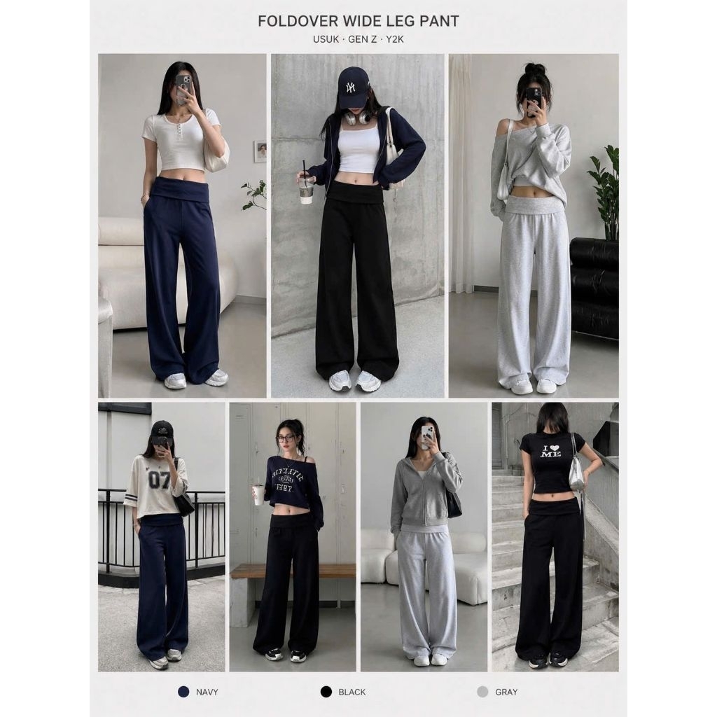 (BomoHouse) Quần ống rộng Aer0* lật cạp, cạp thấp tập thể thao, hàng ngày bigsize - dư xịn.