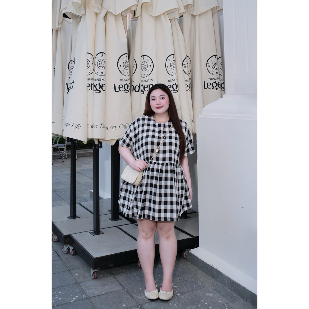 (Múp Bigsize) Đầm babydoll caro bigsize 60-120kg