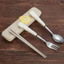 Set thìa dĩa có hộp đựng tiện lợi hoạ tiết phô mai