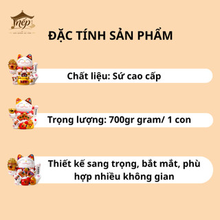 Mèo thần tài vẫy tay giữ túi tiền Thuận Buồm Xuôi Gió 17cm (trắng)