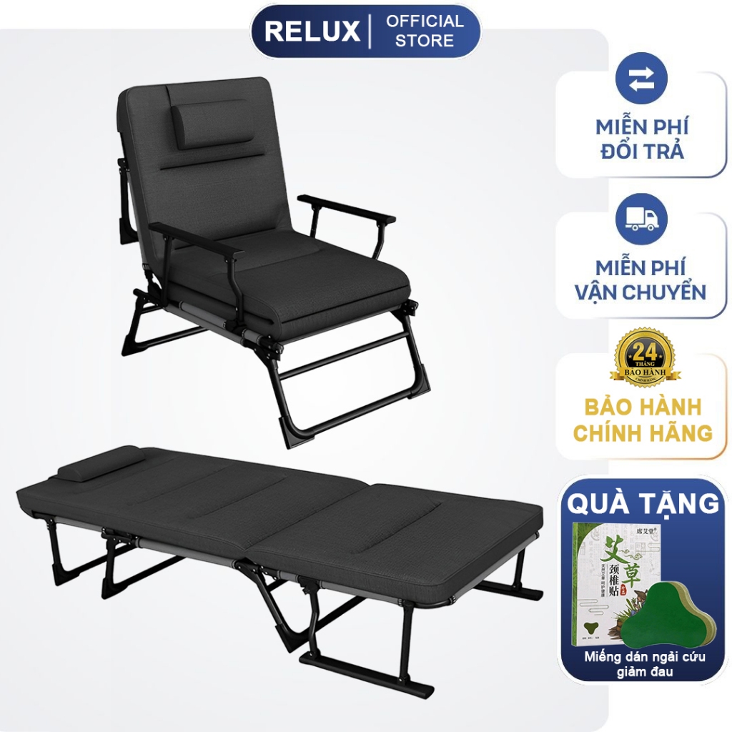 Giường xếp gấp gọn thông minh RELUX GX01 thiết kế đa năng kiêm ghế ngồi thư giãn, khung thép carbon chắc chắn