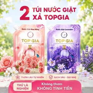 Nước Giặt Xả TopGia Hương Hoa Nắng và Đắm Say, Túi 2L Sạch Sâu, Lưu Hương 72H