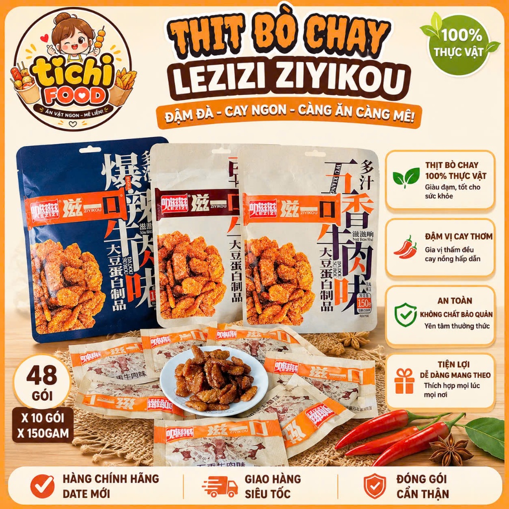 Thịt bò chay gói 150g  khổng lồ (THỊT BÒ CHAY- TIỂU HỔ SIÊU CAY KIỂU HÀN BÒ CHAY ĐẬU TƯƠNG