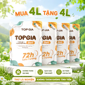 Nước giặt TopGia 3in1 Túi 2L Hương Huyền Diệu, Làm Sạch Vết Bẩn, Lưu Hương 72h
