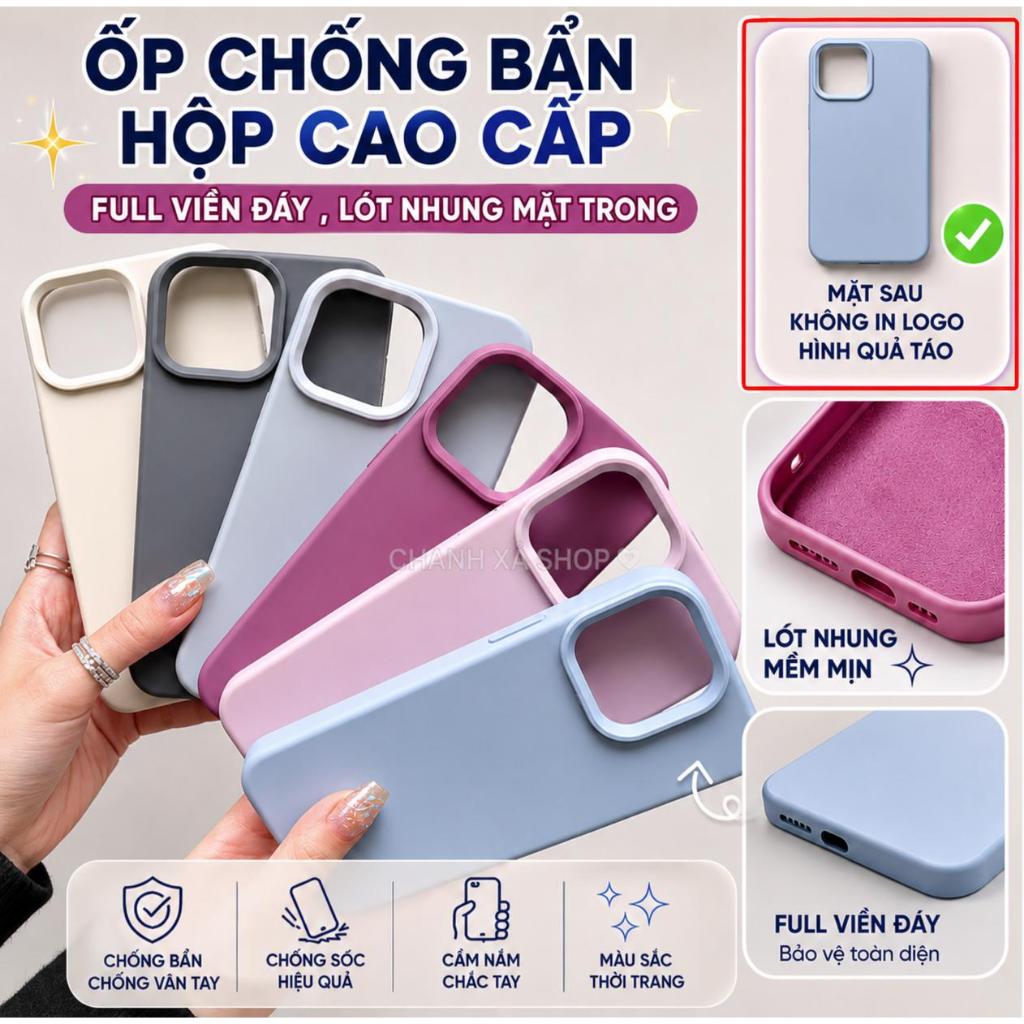 Ốp chống bẩn full viền đáy lót nhung màu hàn quốc dành cho 7plus 8plus x xsmax 11 12 13 14 pro max promax 11promax