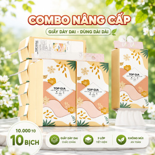[Combo 12 Bịch] Khăn giấy rút treo tường TopGia Tiểu Hạ 1000 tờ làm từ bột gỗ thiên nhiên+Móc Treo