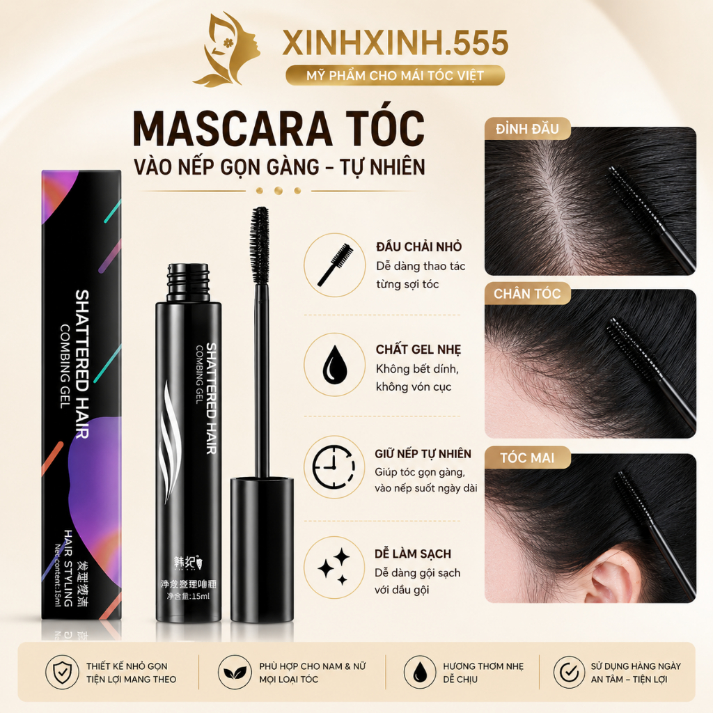 Sáp vuốt tóc con, BROKEN / HAIR,gọn gàng,vào nếp,định hình tạo kiểu tóc,nam nữ,cao cấp,màu đen,mini gọn nhẹ,chính hãng