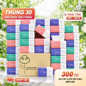 Giấy ăn rút TopGia 3 màu 300 tờ 4 lớp cao cấp, mềm mịn, an toàn