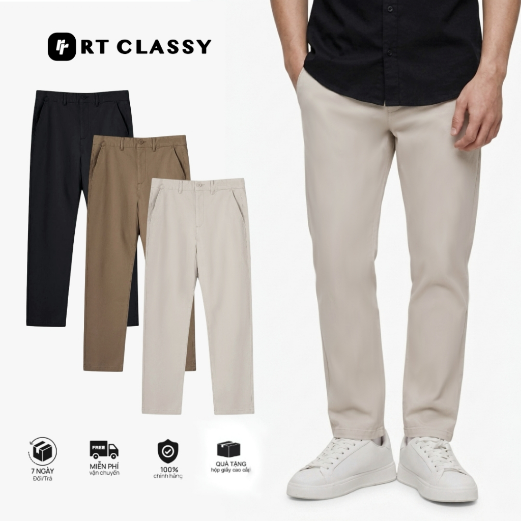 Quần Kaki ExCool Dáng Suông RTCLASSY Phong Cách Hàn Quốc Trẻ Trung Vải Co Giãn Mềm Mại